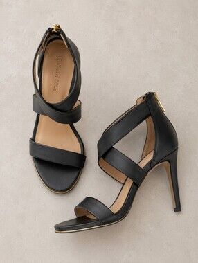 #2093 Kenneth Cole Brooke Cross Ankle-Zip Stiletto Sandals